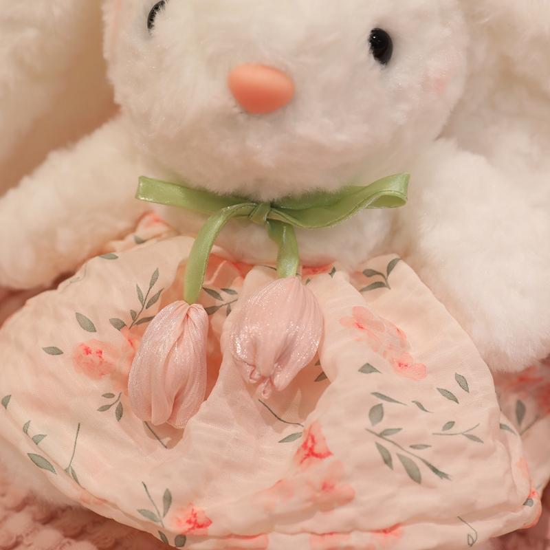 Kawaii Rabbit Plush Toy Stuffed Long Ear Bunny Wearing A Dresses Doll Sleeping Companion Plush Doll Children's Easter Gift