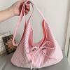 Casual Striped Letter Single-shoulder Bag, Niche Large-capacity Handbag, Shopping Bag