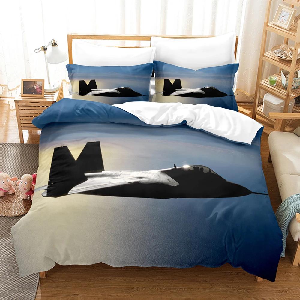 Fighter Aircraft Double Bed Comforter Cover Set Super Microfiber Duvet Cover Bed 135 Children Print Plane Bedding Set For Boy