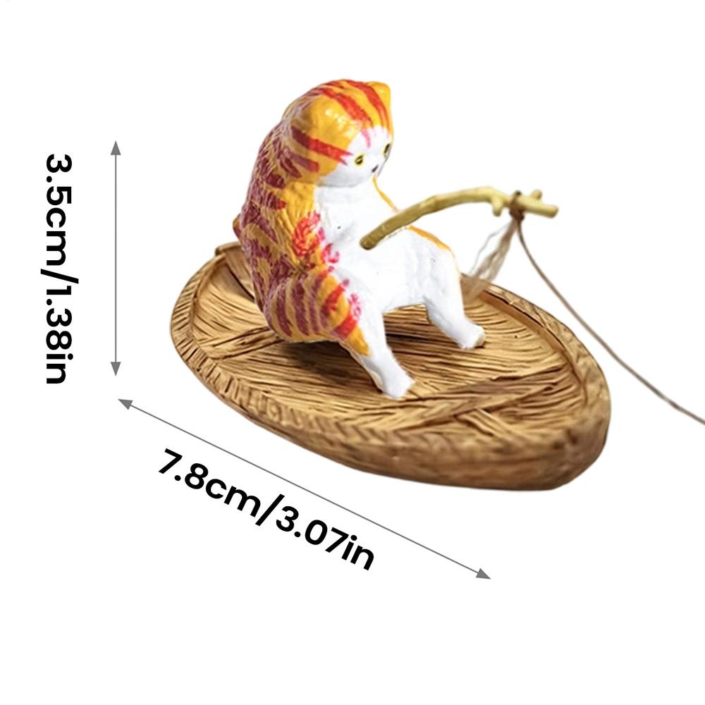 Fish Tank Decor Kitten Fishing Floating Ornament Aquarium Decor for Garden Pond Home Office Landscaping Outdoor Aquatic River