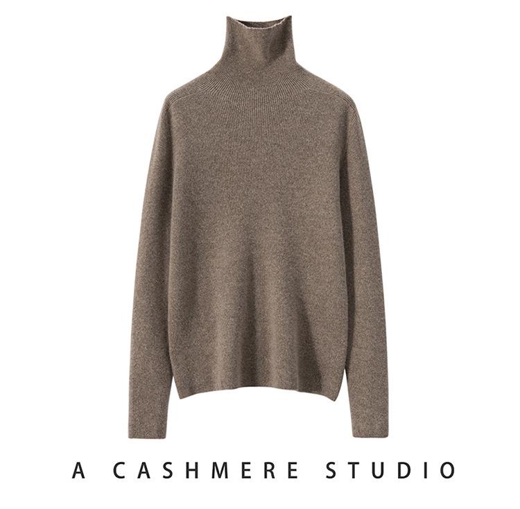 Women's Slim Fit High-Neck Pure Cashmere Sweater, Perfect for Autumn/Winter, Flattering Base Layer Knitwear by Consinee.