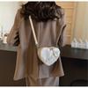 Y2K Heart Shape Shoulder Bags Versatile Small Rivet Crossbody Bag Solid Color PU Leather Bags for Women Girl Trendy Bag
