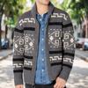 Autumn and Winter New Design Pattern Men's Fashionable Lapel Casual Cardigan Long Sleeved Jacquard Knitted High Weight Sweater Zipper Jacket