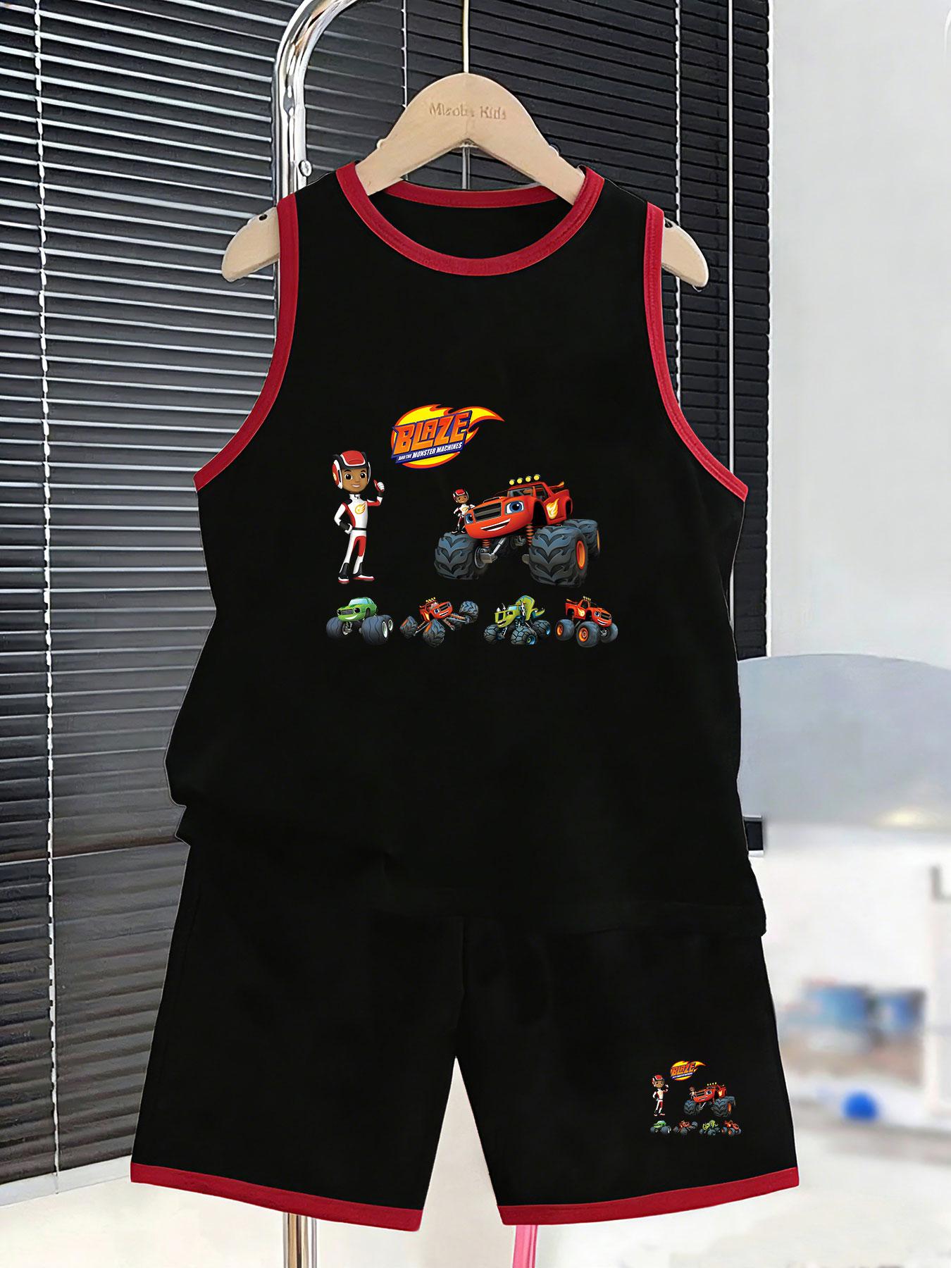 

Boys animation racing truck themed vest shorts. Popular cartoon design, comfy fabric for loungewear and casual daily outfits. 2-3Y чёрный