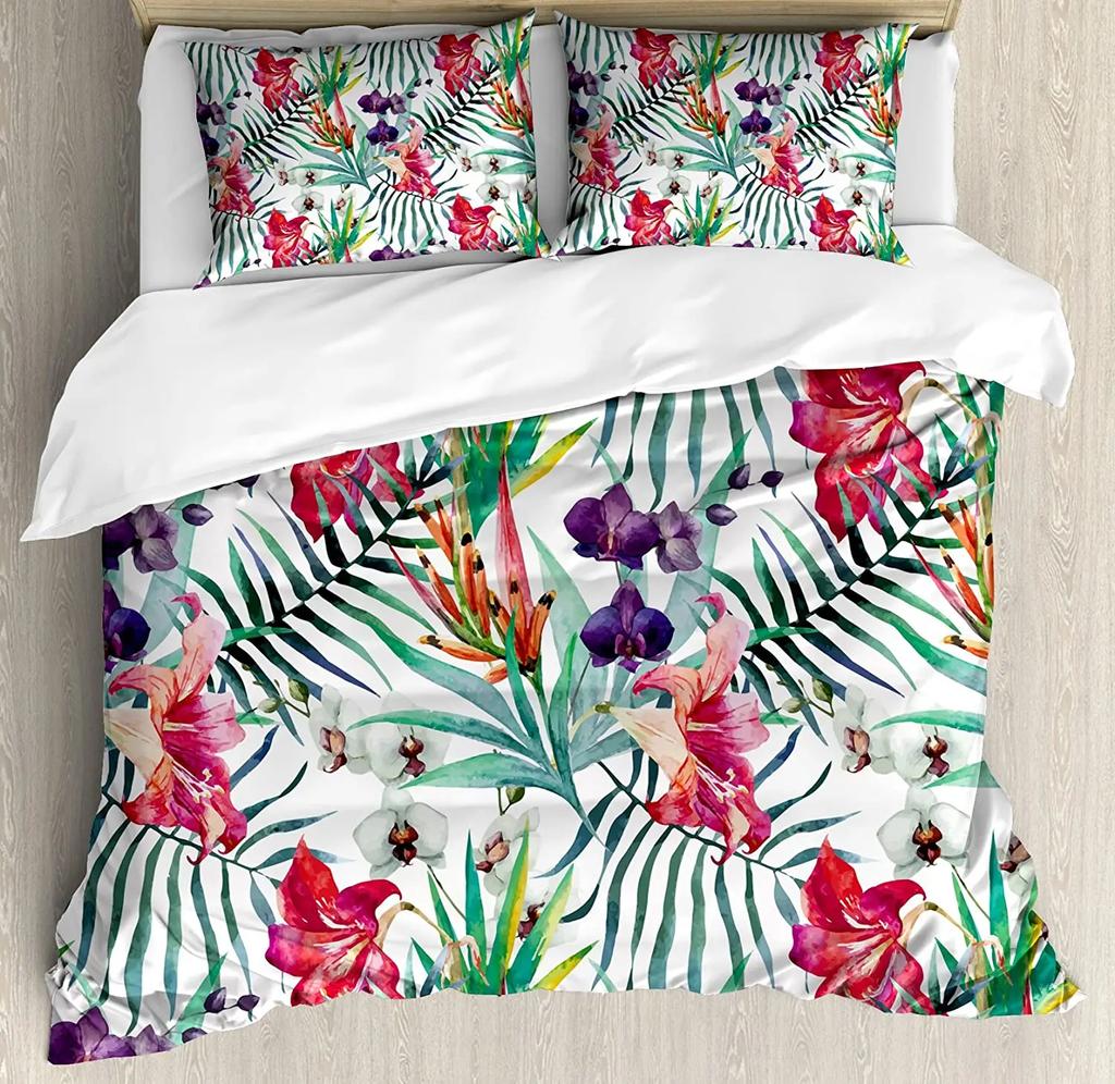Floral Bedding Set Comforter Duvet Cover Pillow Shams Poppies Of Spring Season Pastoral Flowers Bot Bedding Cover Double Bed Set