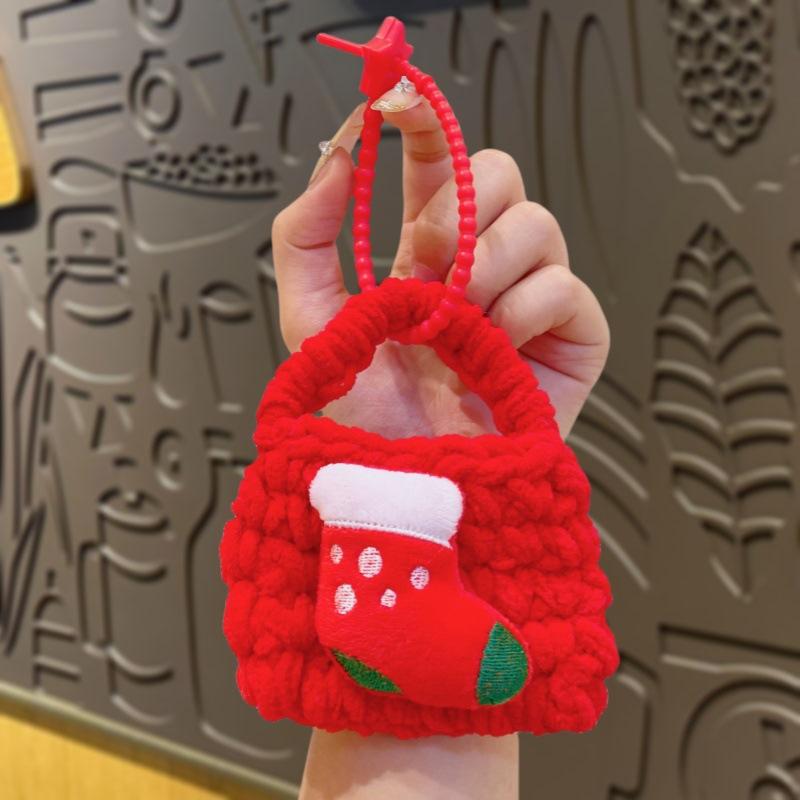 Portamonete Mini in Maglia Cartone Animato Carino, Portachiavi Natalizio Tessuto a Mano e Borsa Creativa per Organizer