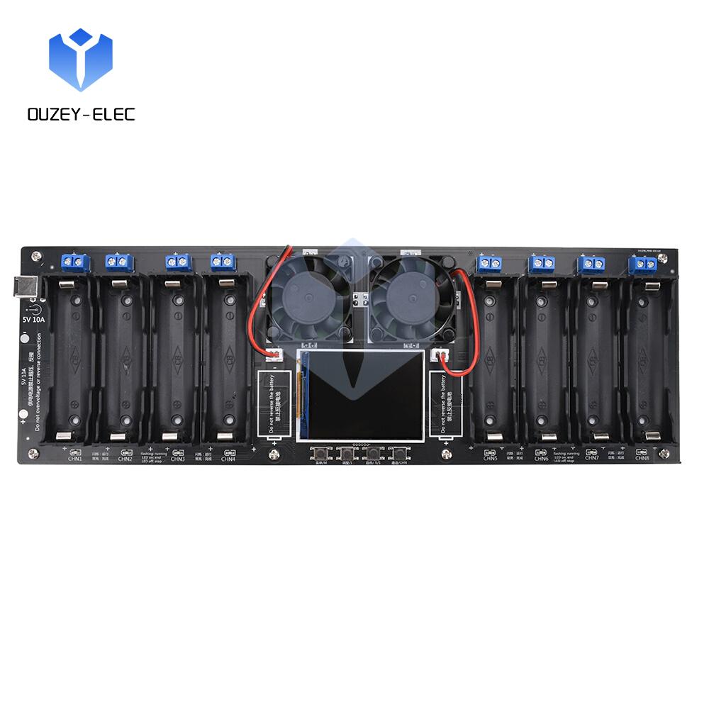 DC 5V 8 Way 18650 Lithium Battery Capacity Resistance Tester 2.4In Screen Display Real-time Monitoring Charge Discharge Tester