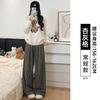 Black Plaid Pants Women's Pants New Autumn and Winter Thickened Straight Loose and Thin Small Casual Wide-leg Pants