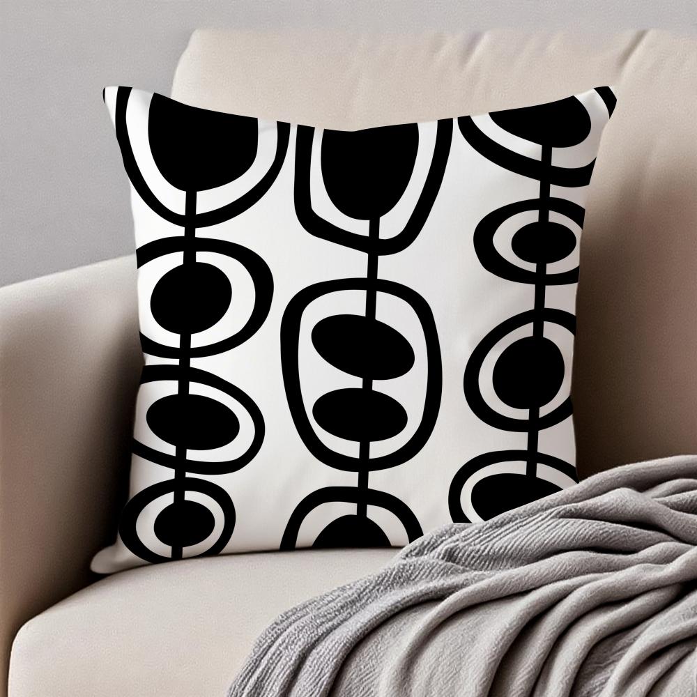 Vintage Retro Geometric Shading Background Cushion Cover Pillowcase Antidustmite Invisible Zipper Short Plush Sofa Cushion