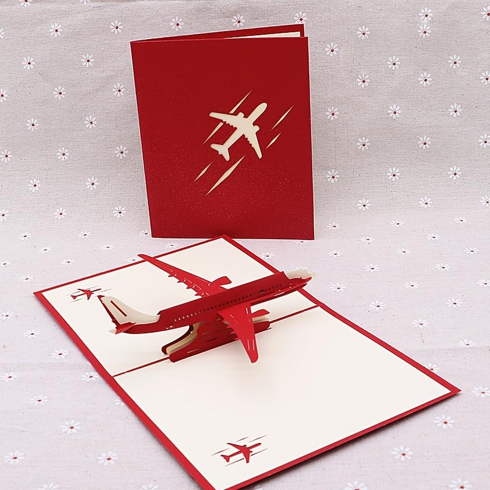 3D Pop Up Airplane Greeting Card, Creative Laser Cut Plane Postcard for Birthday, Retirement & Pilots