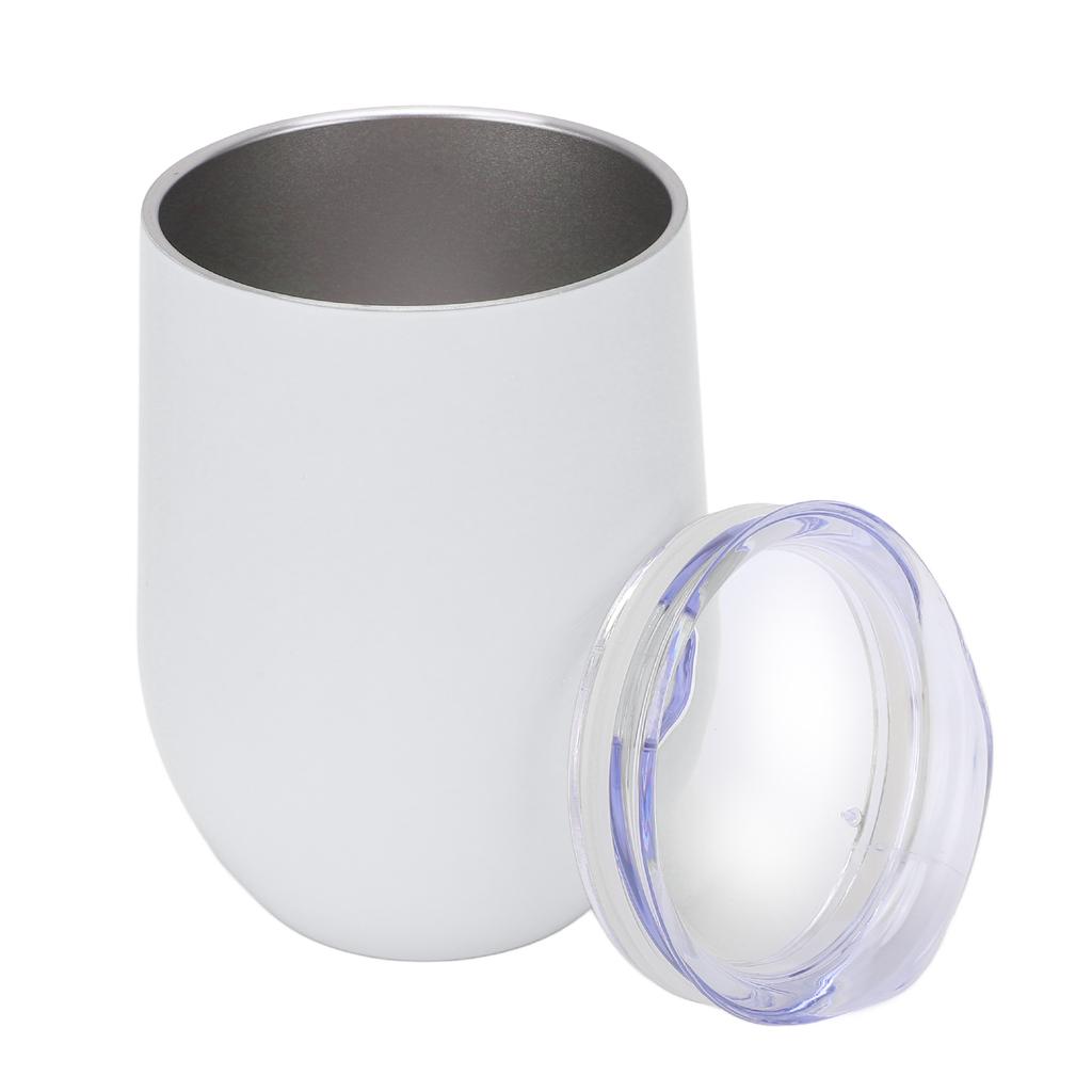 Stainless Steel Tumbler Vacuum Insulated Cups 12oz Capacity Double Wall U Shaped Eggshell for Drinks Wine WaterWhite