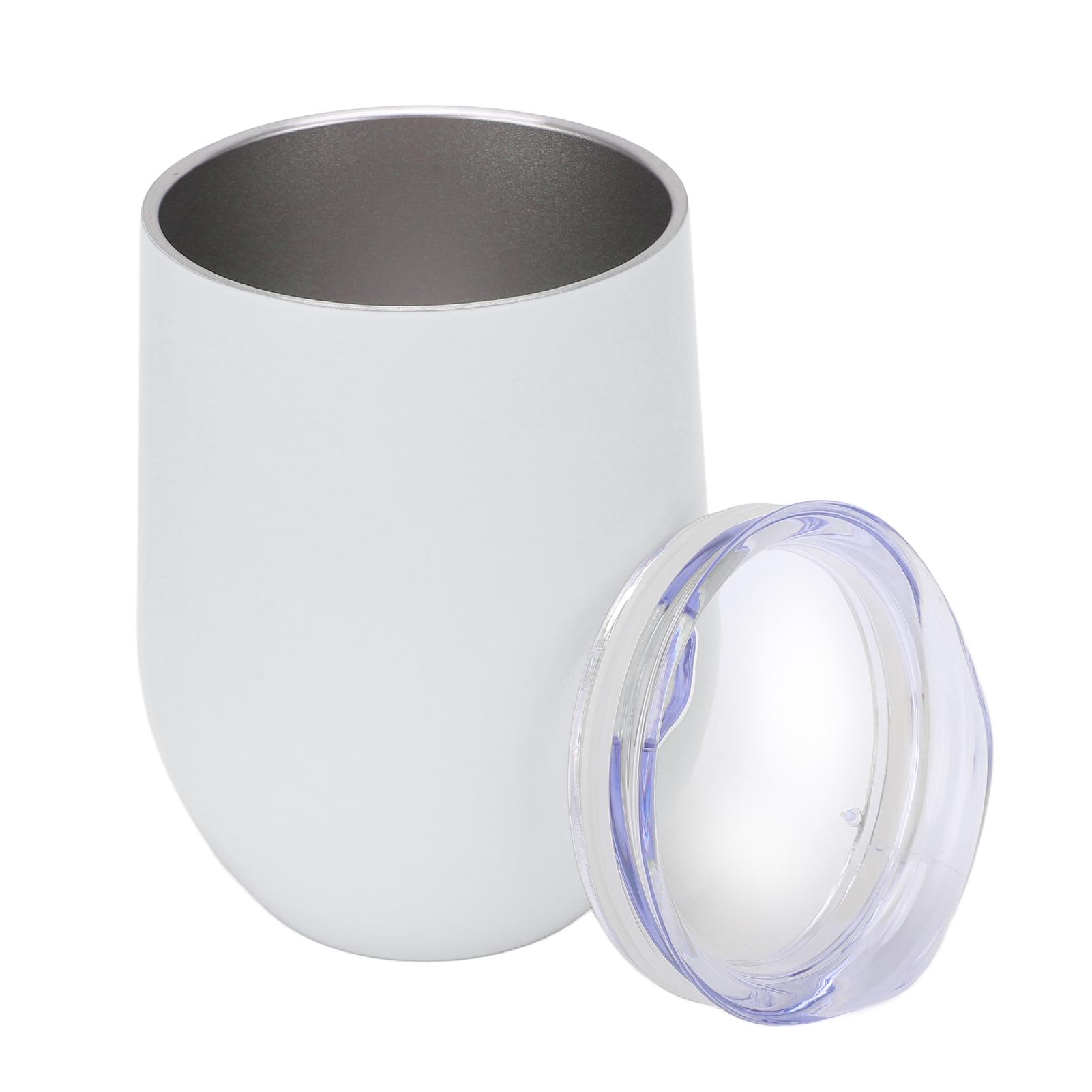 

Stainless Steel Tumbler Vacuum Insulated Cups 12oz Capacity Double Wall U Shaped Eggshell for Drinks Wine WaterWhite білий