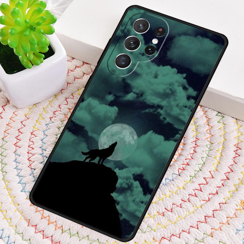 Moon Roaring Wolf Print Silicone Phone Case For Samsung Galaxy Note 10 Pro S26 S25 S24 S23 S22 S21 Plus S25Ultra Capa Cover