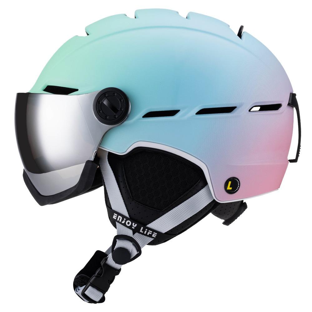 Snow Goggles Integrated Gradual Change Color Ski Helmet Winter Outdoor Skiing Equipment Adult Snow Helmet