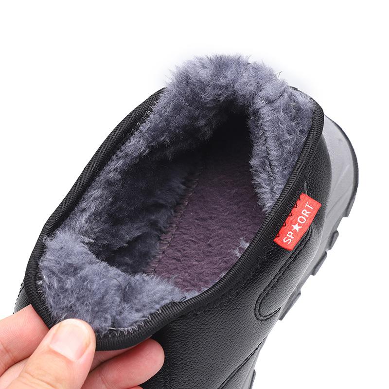 Erkek Kışlık Pamuklu Ayakkabılar Deri Günlük PU Sıcak Konfor Düz Taban Kaymaz Aşınmaya Dayanıklı Dış Mekan Peluş Pamuklu Ayakkabılar Zapatos