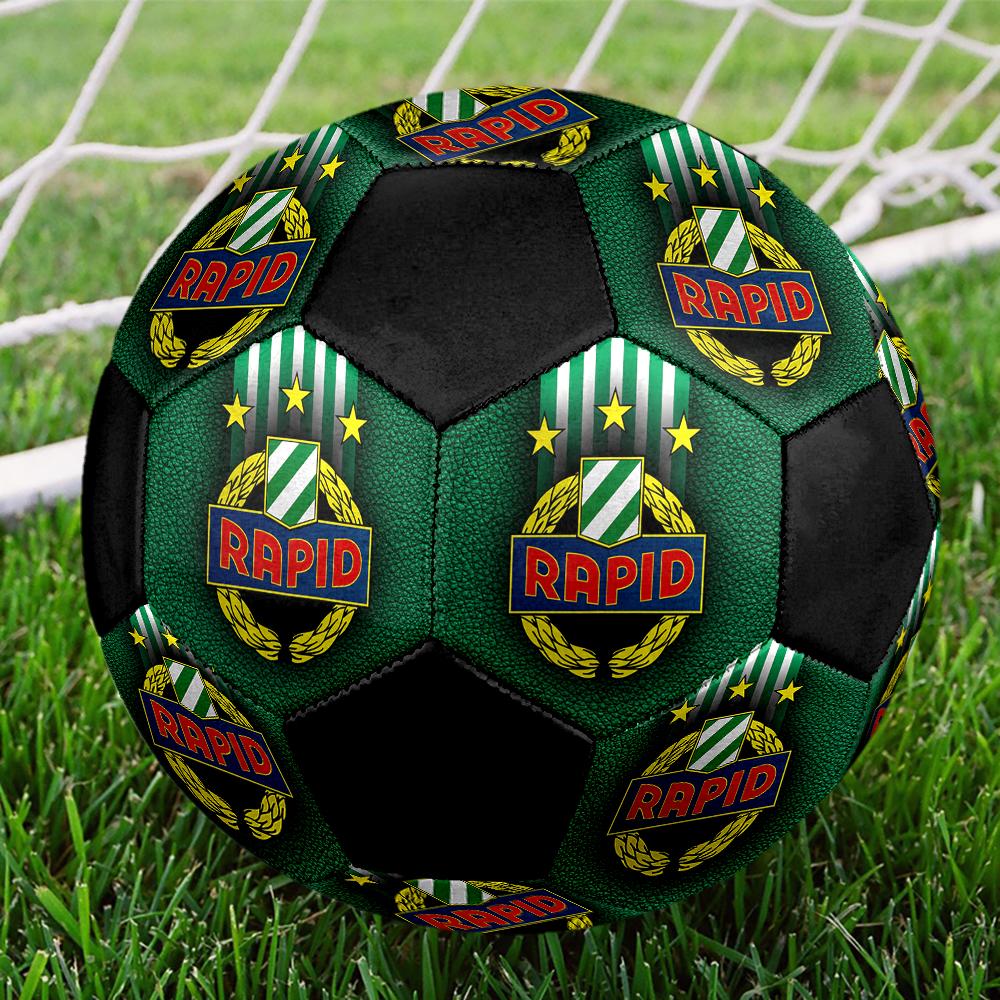 Rapid Wien Soccer Ball, Colorful, Suitable for All Ages, Machine-stitched, PVC Material, Competition Grade, Durable and High Bounce