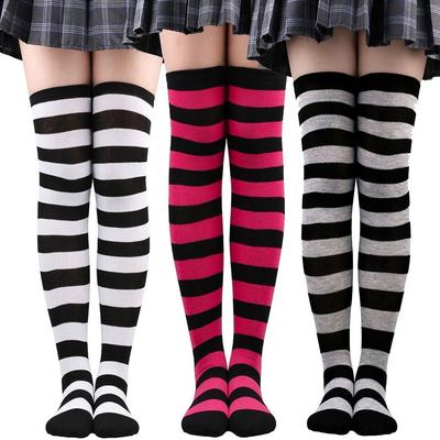 Teplé pruhované punčochy Pletené Cosplay ponožky Harajuku styl Nad kolena Vánoční dárek