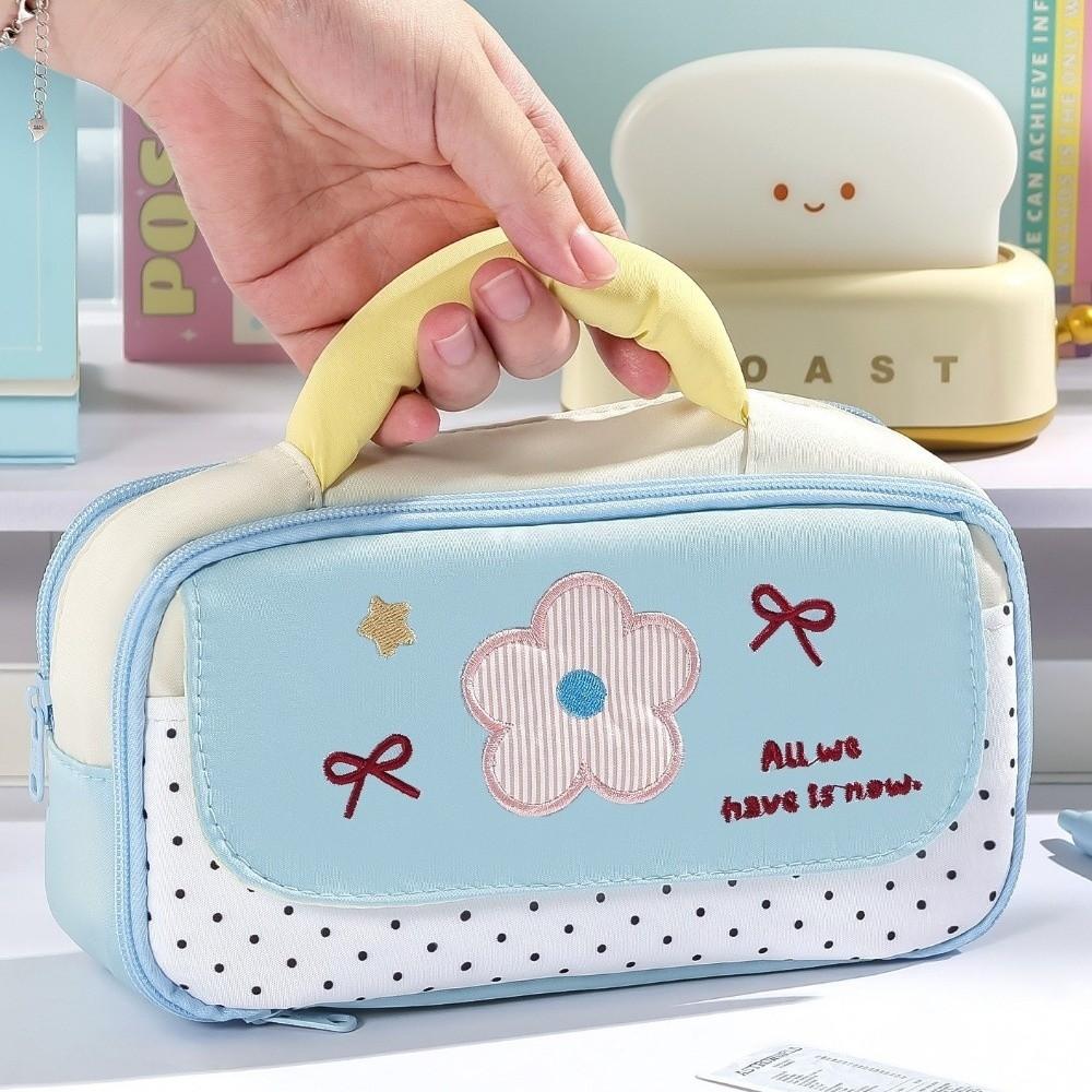 Multi-Layer Stationery Bag Large Capacity Storage Bag Handheld Design Pencil case  Student Use