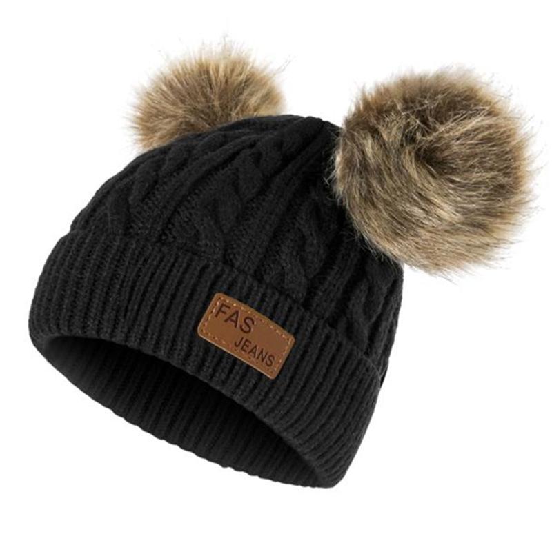 New Kid Hat Children Double Pompom Winter Hat Cute Knitted Hat For Girls Boys Casual Girls Hat Baby Beanie Cap