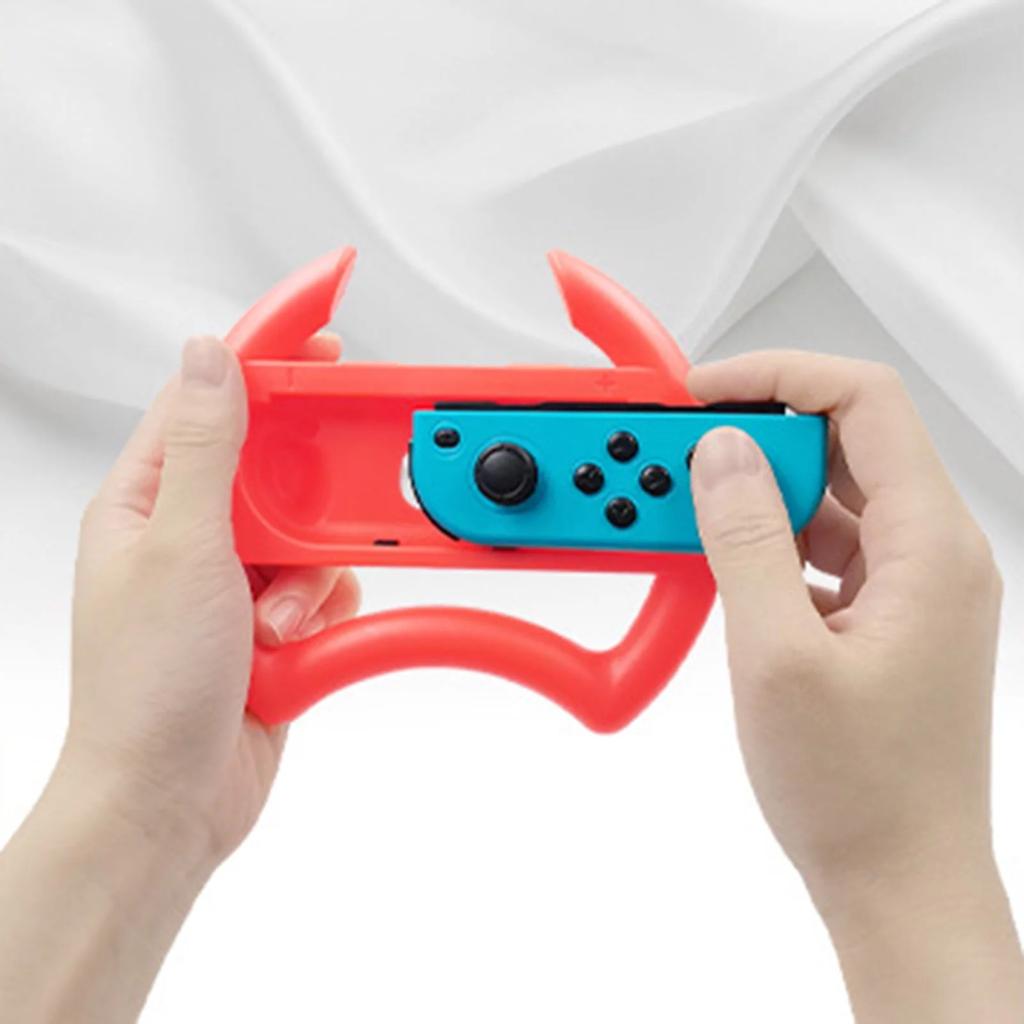 2Pcs Game Steering Wheels Comfortable Grip Plug Play Accurate Fit Realistic Gaming Experience Double Against Gamepad Steering Wheels for Switch OLED