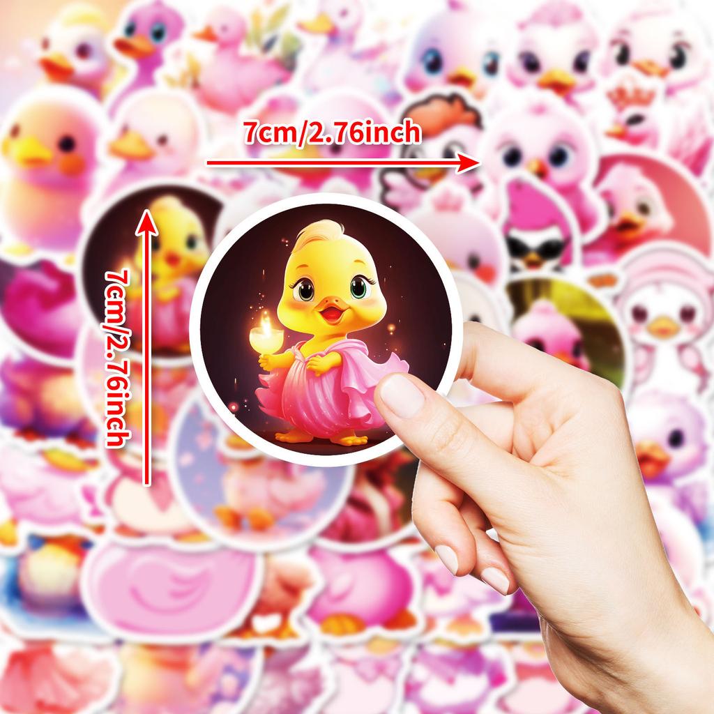 50 Pink Duck Cute Stickers Children's DIY Laptop Skateboard Guitar Laptop Waterproof Stickers