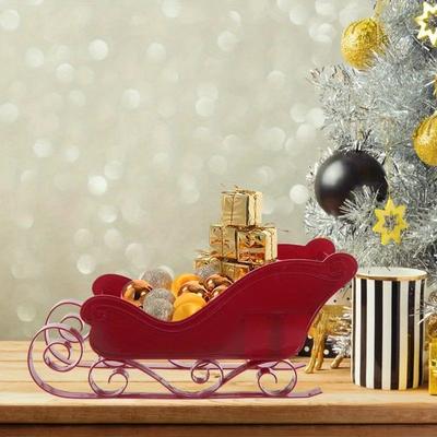 Frohe Weihnachten Roter Schlitten Klassischer Weihnachtsschlitten Ornament Weihnachtsbaum Hängender Schlitten Miniatur Schlittenmodell Dekor