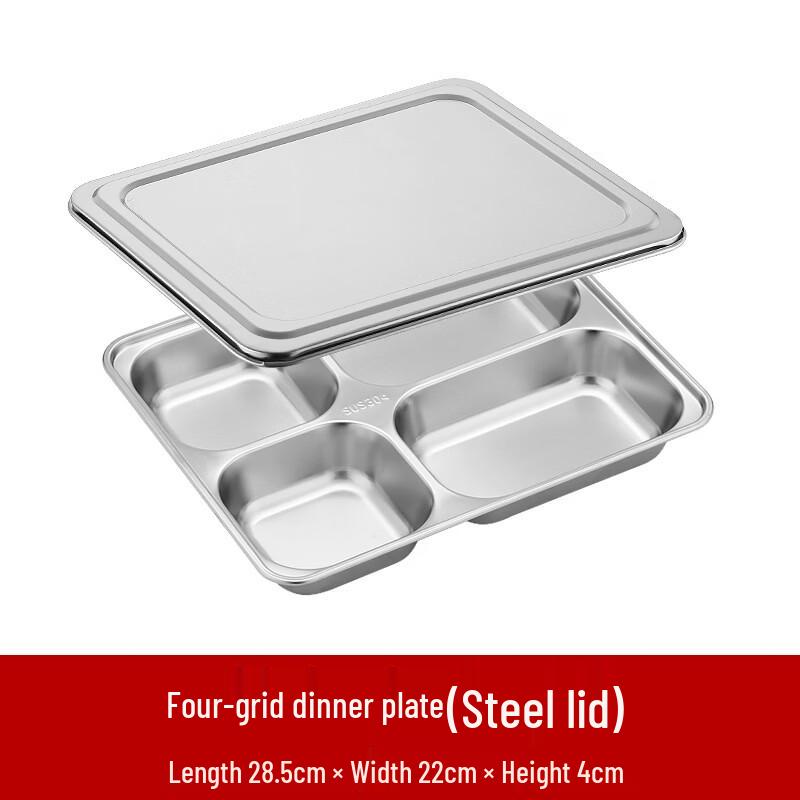 

304 Stainless Steel Divided Canteen Tray with Lid