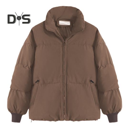 

Зимнее пуховое пальто с капюшоном, воротником-стойкой, карманами, застегивающейся на молнию, ветрозащитная, сохраняющая тепло куртка для повседневной холодной погоды из хлопка M