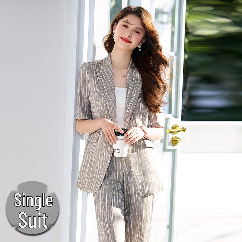 

2025 Женский Высококлассный Белый Костюмный Комплект - Летний Профессиональный Двойка с Рукавом Семь Восьмых XL