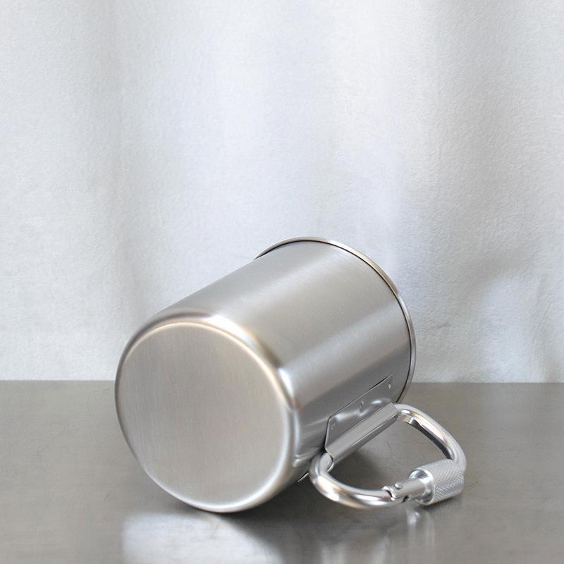 304 stainless steel camping cup, folding beer cup, mountaineering buckle camping water cup mug, single-layer cold drink cup