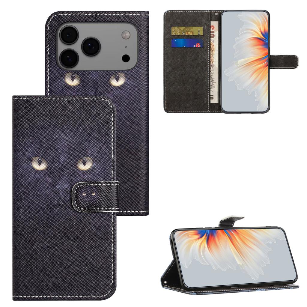For iPhone 17 Pro Max Case Pattern Print PU Leather Wallet Phone Cover Cross Texture