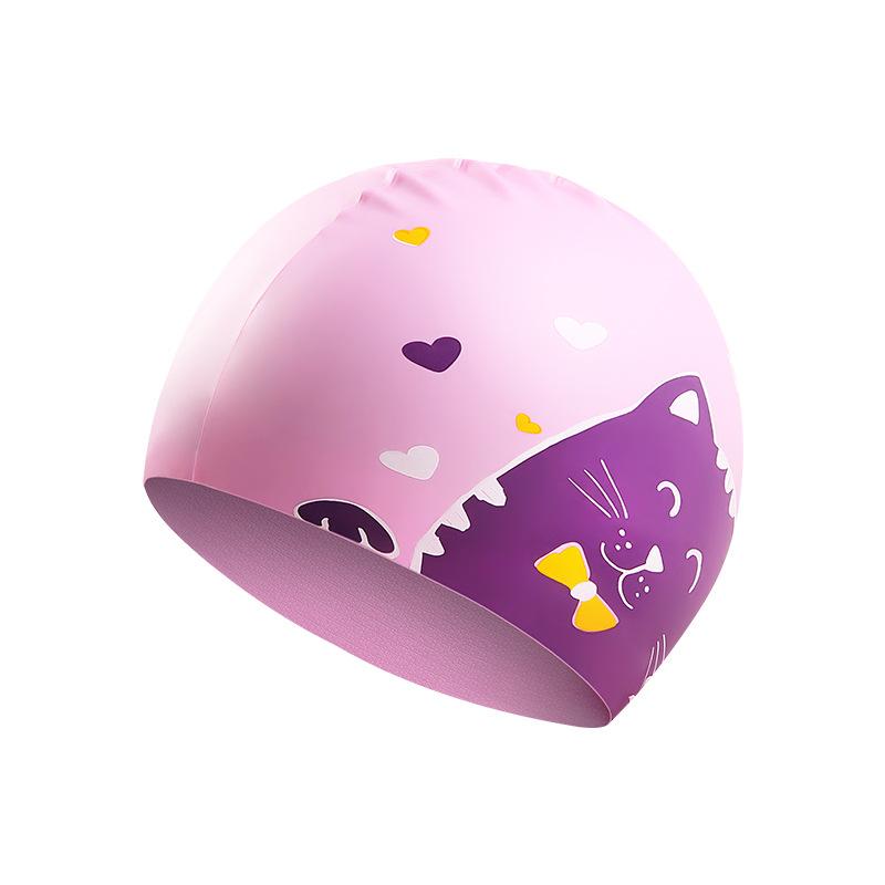 Large Swimming Caps Kids Ear Protection Long Hair Waterproof Silicone Swim Cap Swimming Hats Carton Print Swimming Accessories