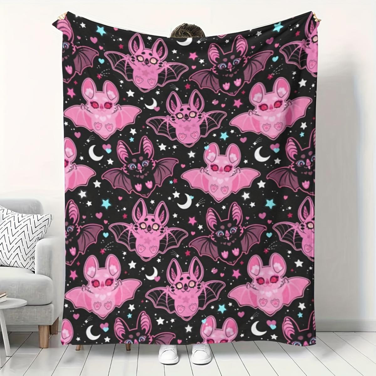 

Cute Pink Bat Blanket - Soft Cozy Throw with Stars and Hearts, Perfect for Gothic Home Decor, Unique Gift for Halloween Fans 75x90cm