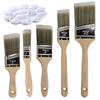 5-Piece Nylon Paint Brush Set Long Handle Beveled Brushes for Marine BBQ Grills Fences Exterior Wood Rust-Resistant