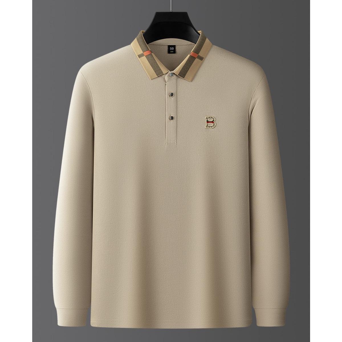 

TrendHub Men s Spring Autumn Fashion Long Sleeved Polo Shirt High-end Boutique Embroidered Top Comfortable Lapel Tops 3XL хакі