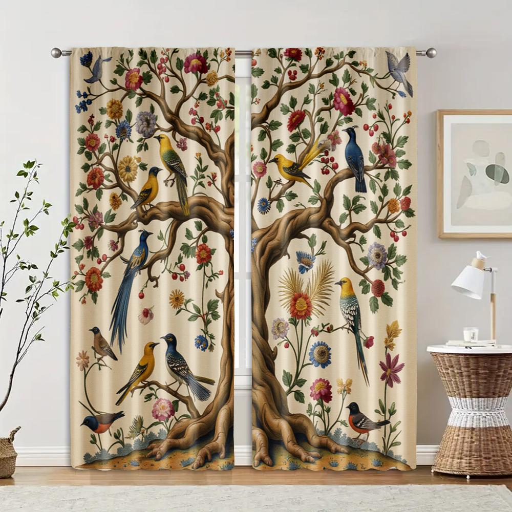 

2 шт., фильтрующие шторы (исключая удилища, неподвижный, без батареек) Классическое Дерево Жизни для использования в спальнях и гостиных 29x65in(75x166cm)