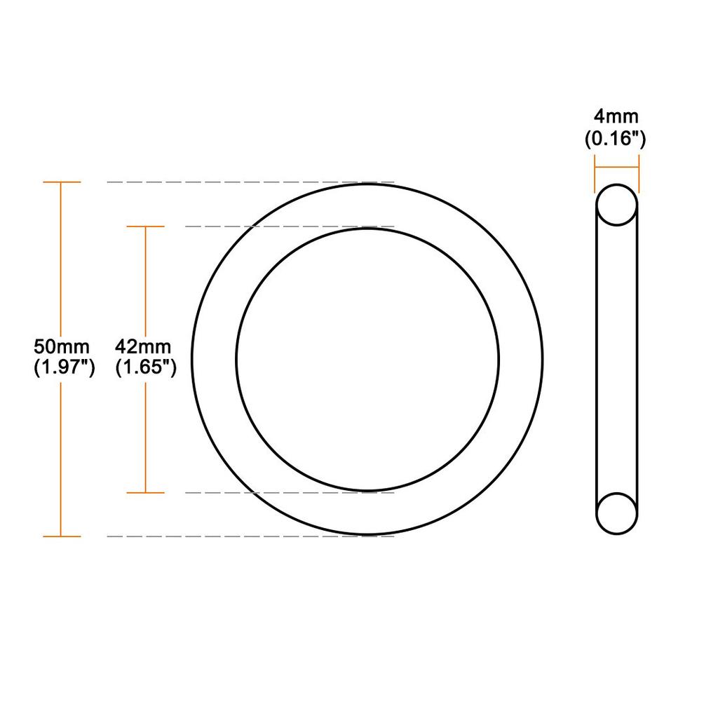 uxcell Nitrile Rubber O-Ring Metric Sealing Gasket 50mm Outside Diameter 42mm Inner Diameter 4mm Width Pack of 10