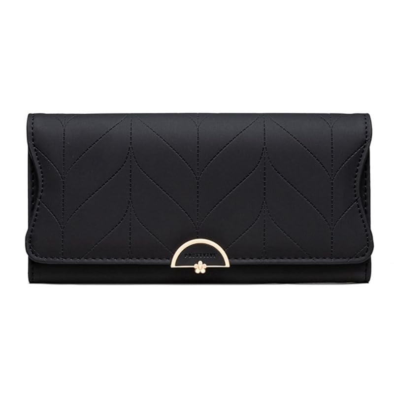 

EMY-li ladies long wallet Cover Synthetic leather trifold wallet (black)