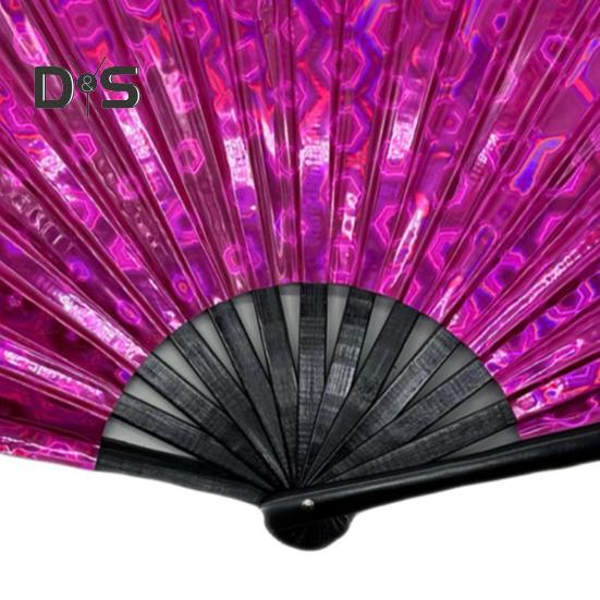 Tragbarer Faltventilator, holografischer Handventilator für den Sommer, Dekoration, Tanz-Performance-Requisiten, Party-Kostümzubehör