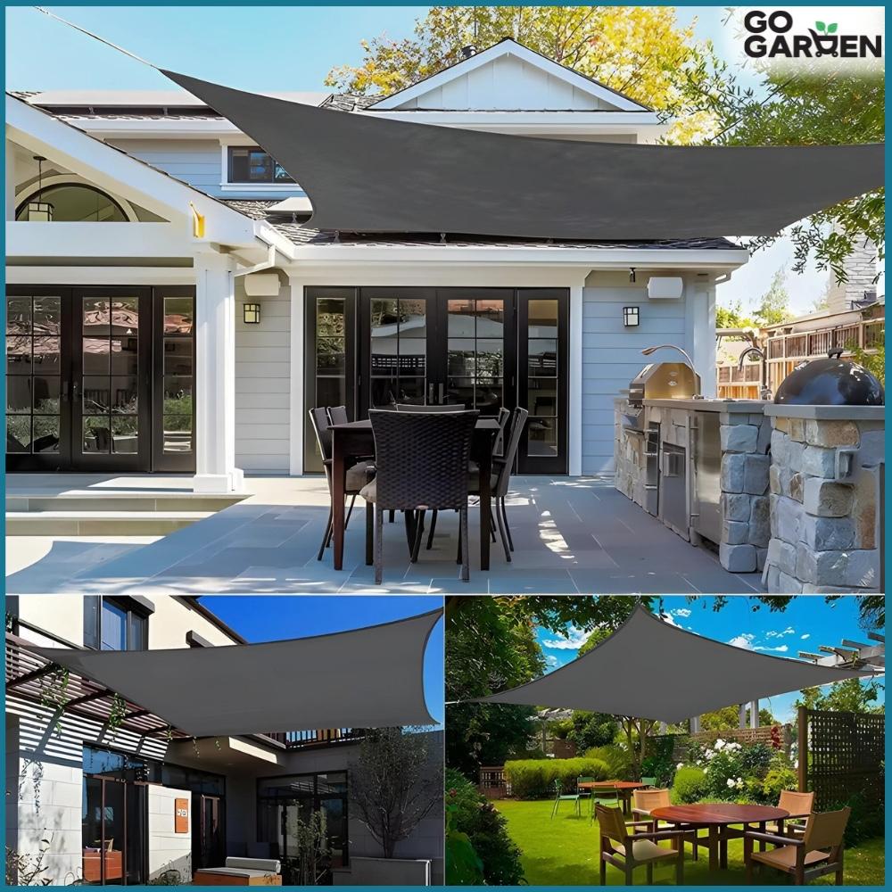 Shade sail, UV sun protection material, graphite, garden canopy, 3x2m