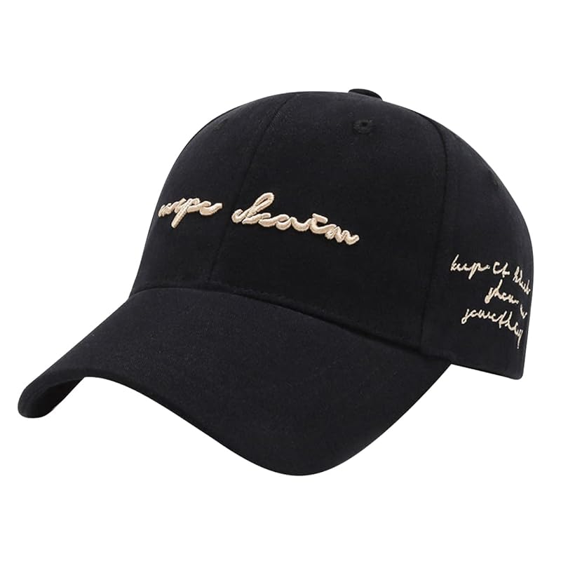 

[White Fang] hat English letters logo cap simple design Fashionable men s ladies CA570 (black)