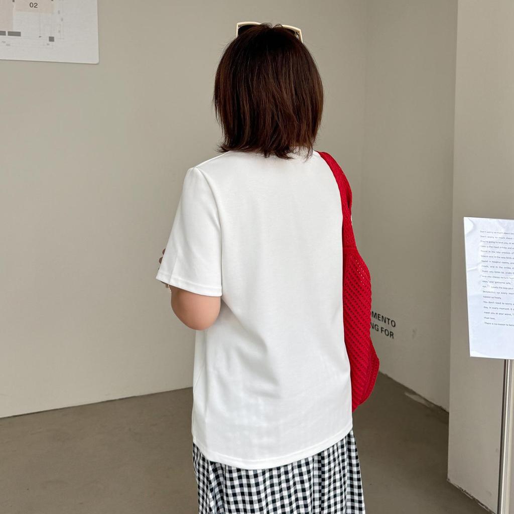 Zhi Xuan Plus Size Korean Style Women's Simple Short Sleeve Pullover T-Shirt - Spring 2026 Loose Casual Slimming Top