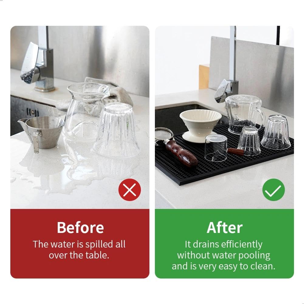 Watchget Silicone Bar Mat, Draining Mat, Glass Mat, Bar Counter Mat, Non-Slip, 45x30cm