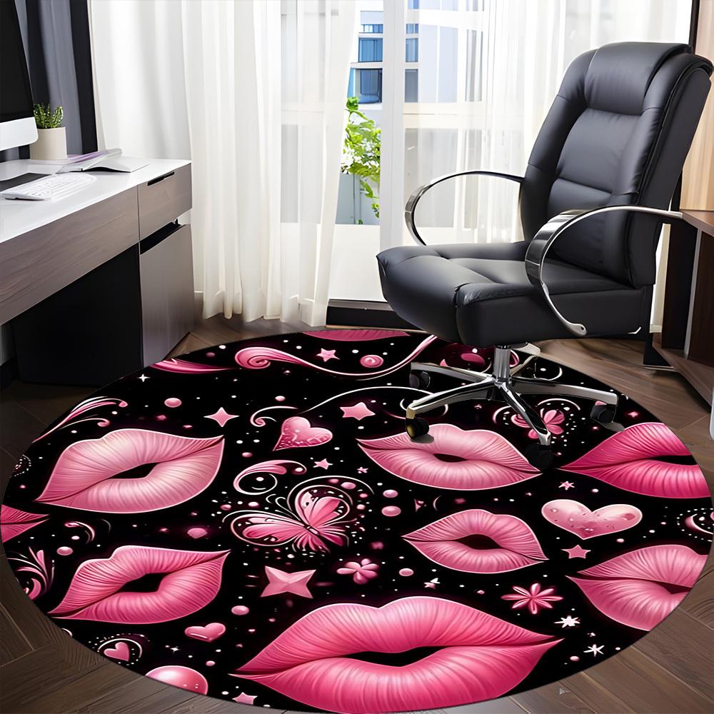 1 Stück Lippen Schmetterling Stuhl Teppich für Büro, Innenbereich Rutschfester Waschbarer Polyesterfaser Teppich, Matte Für Büro, Maschinenwaschbar