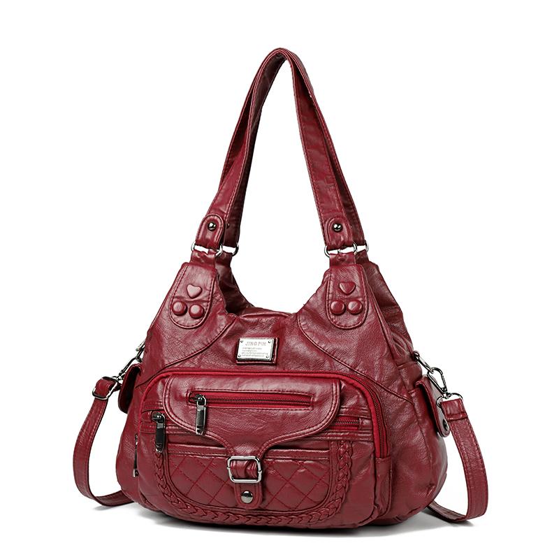 Geantă de umăr din piele moale pentru femei, geantă crossbody, geantă de mână de mare capacitate, geantă de mână pentru mamă