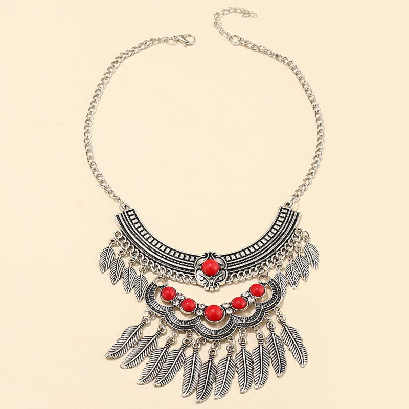 Retro Ethnic Style Alloy Collarbone Chain Hollow Flower Creative Necklace Bohemian Hanfu Ancient Clothing Neck Chain Necklace