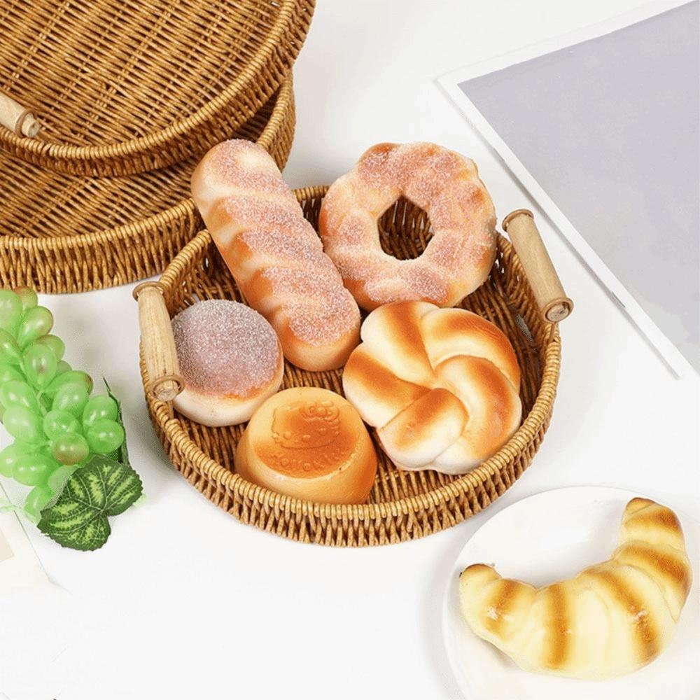 Handmade Imitation Rattan Woven Baskets Plastic Wicker Storage Baskets  Tabletop