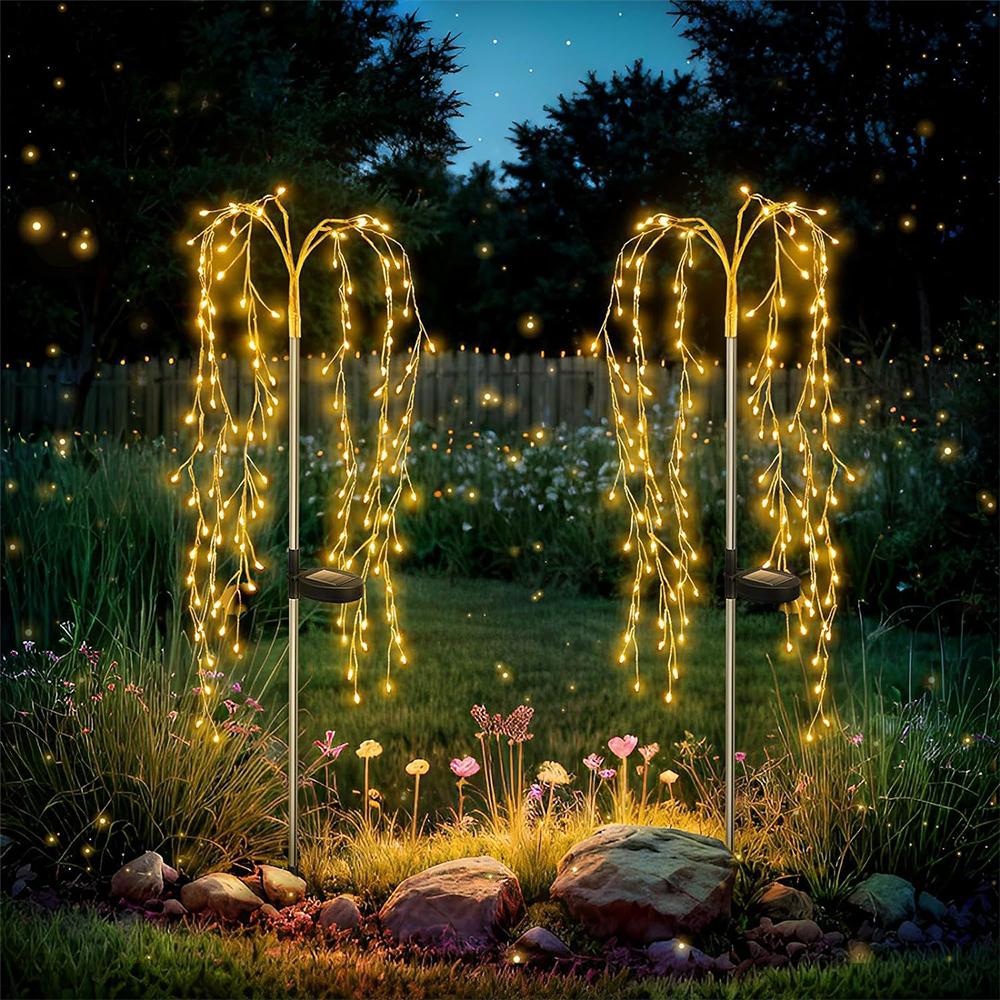 Runtow 1pc 100LED Solar Firecracker Lights, Waterproof Lawn Lamp ,Outdoor Yard Garden Decor,Christmas Wedding Pathway Decor