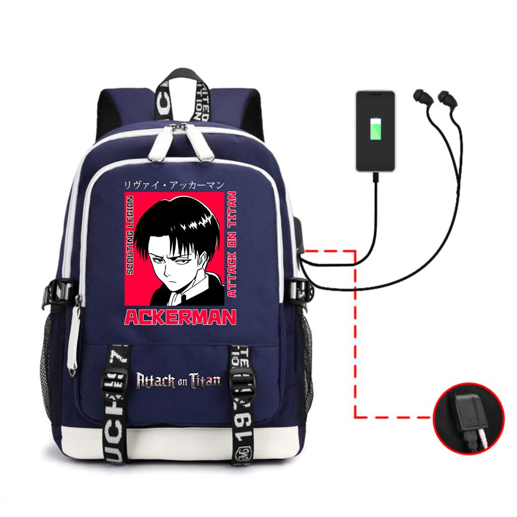 Anime Backpack Outdoor Male And Female Students Headphones Schoolbag Usb Backpack
