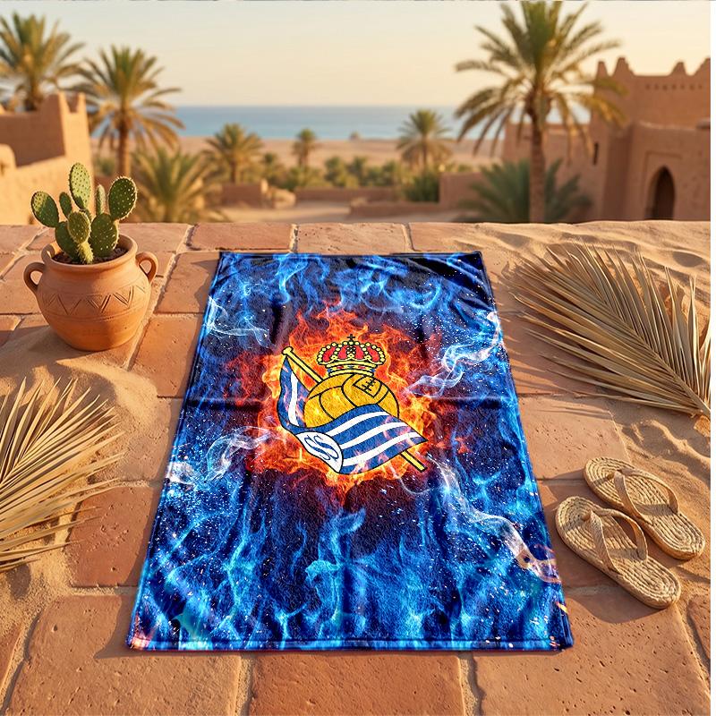 Asciugamano da Spiaggia in Microfibra con Stampa FC Real Sociedad Asciugatura Rapida Assorbente Grande Asciugamano per Spiaggia Nuoto Viaggio